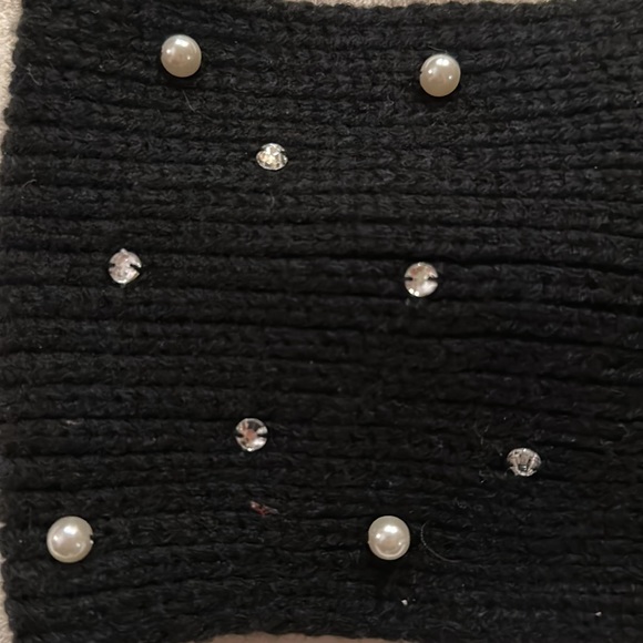 Saks Fifth Avenue black twist Pearl and rhinestone knit wide headband - Picture 7 of 10